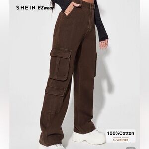 SHEIN Brown Straight Leg Jeans